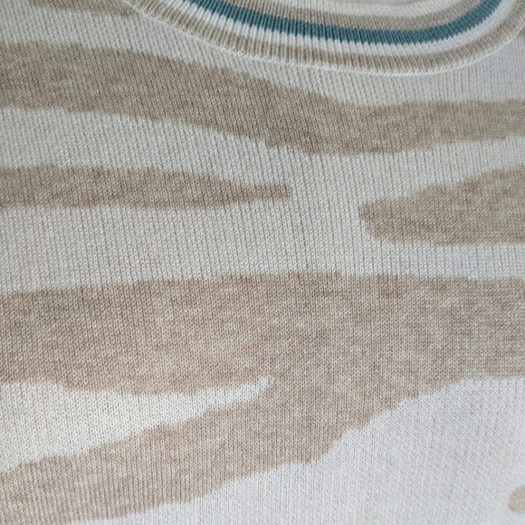 Splendid Sweater Silk Blend Camel Zebra Print Knit Crew Neck Cream Camel M NWT - Picture 5 of 12